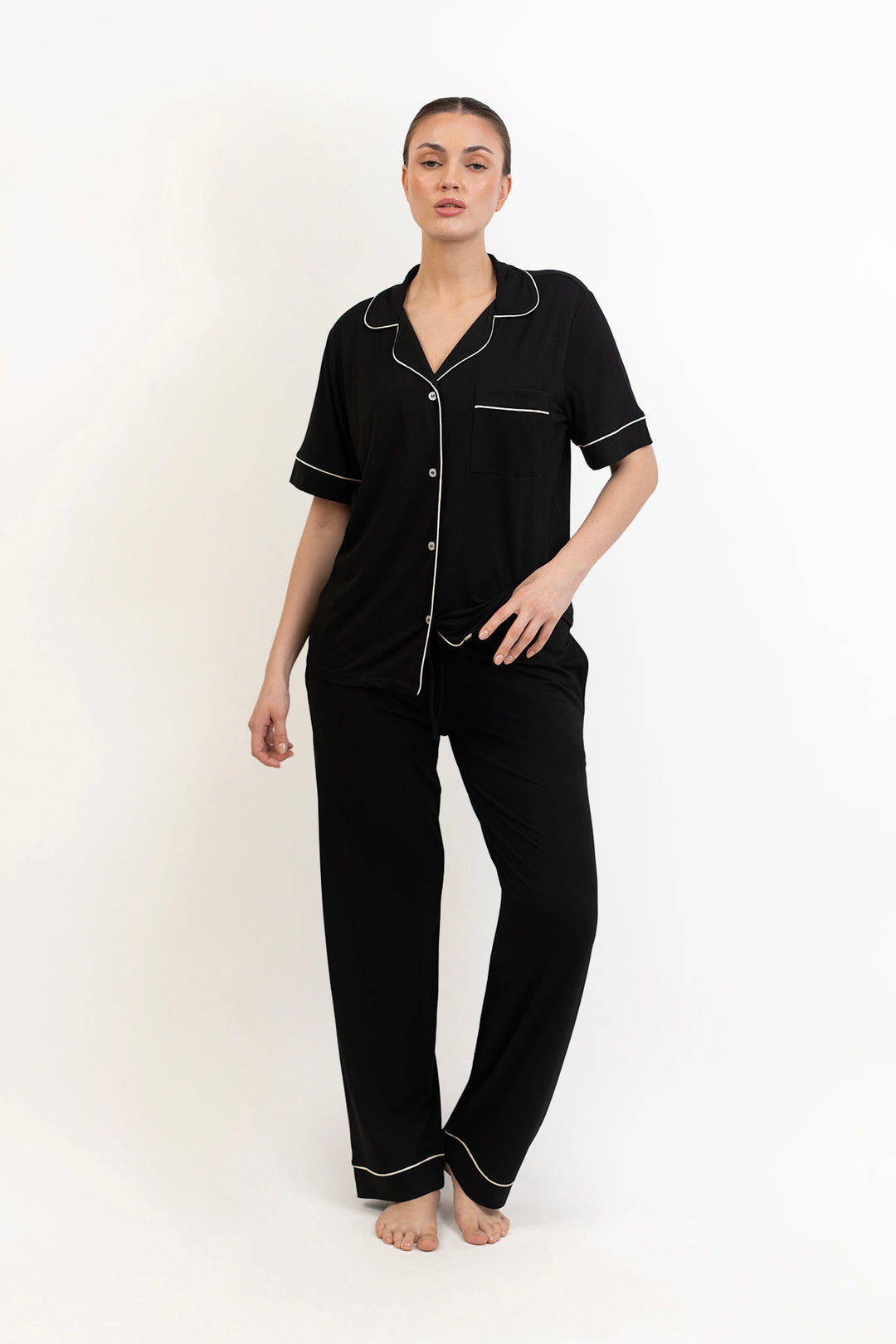 Women’s Bamboo short  sleeves Pajama Set-Midnight