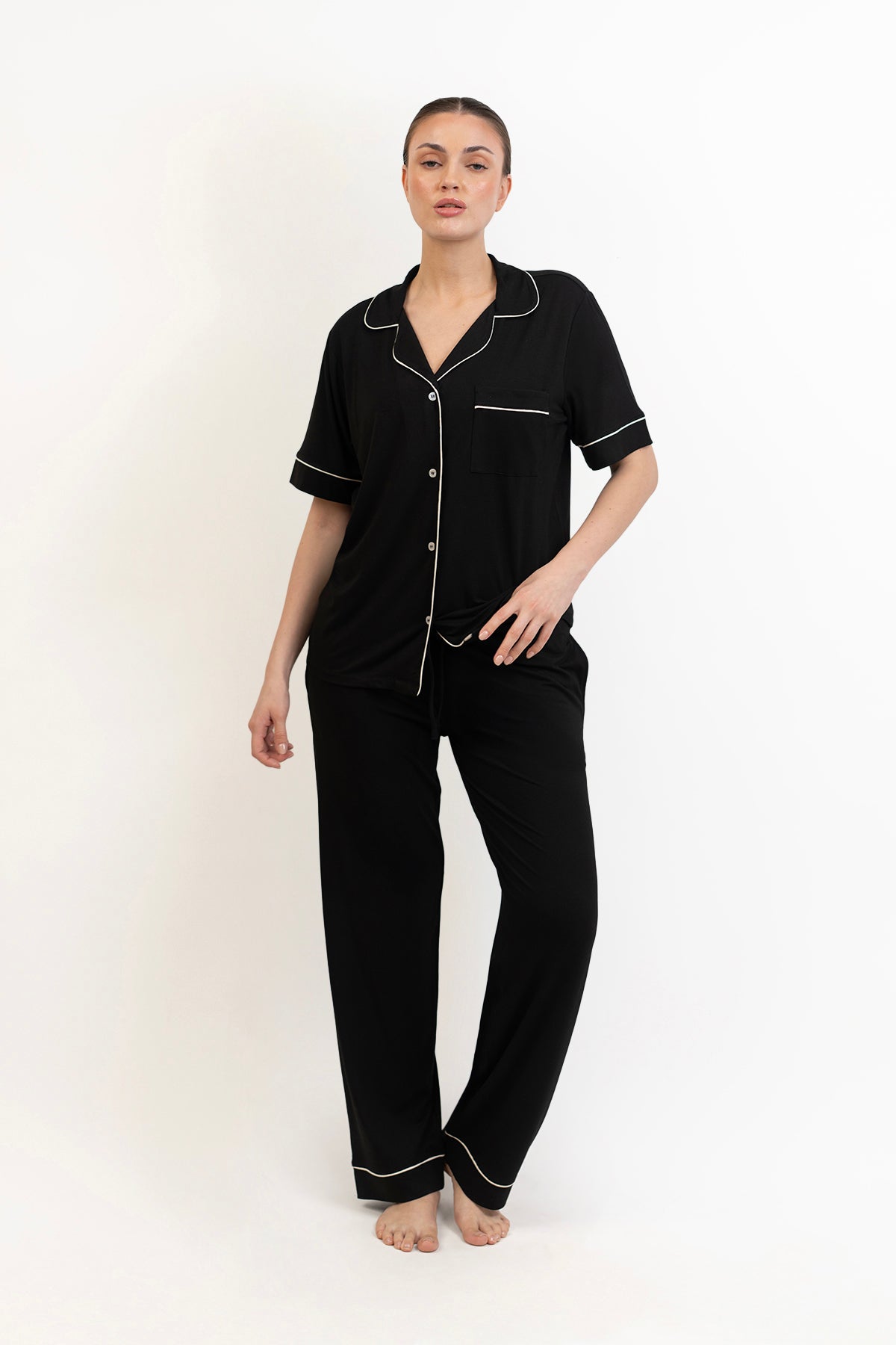 Women’s Bamboo short  sleeves Pajama Set-Midnight