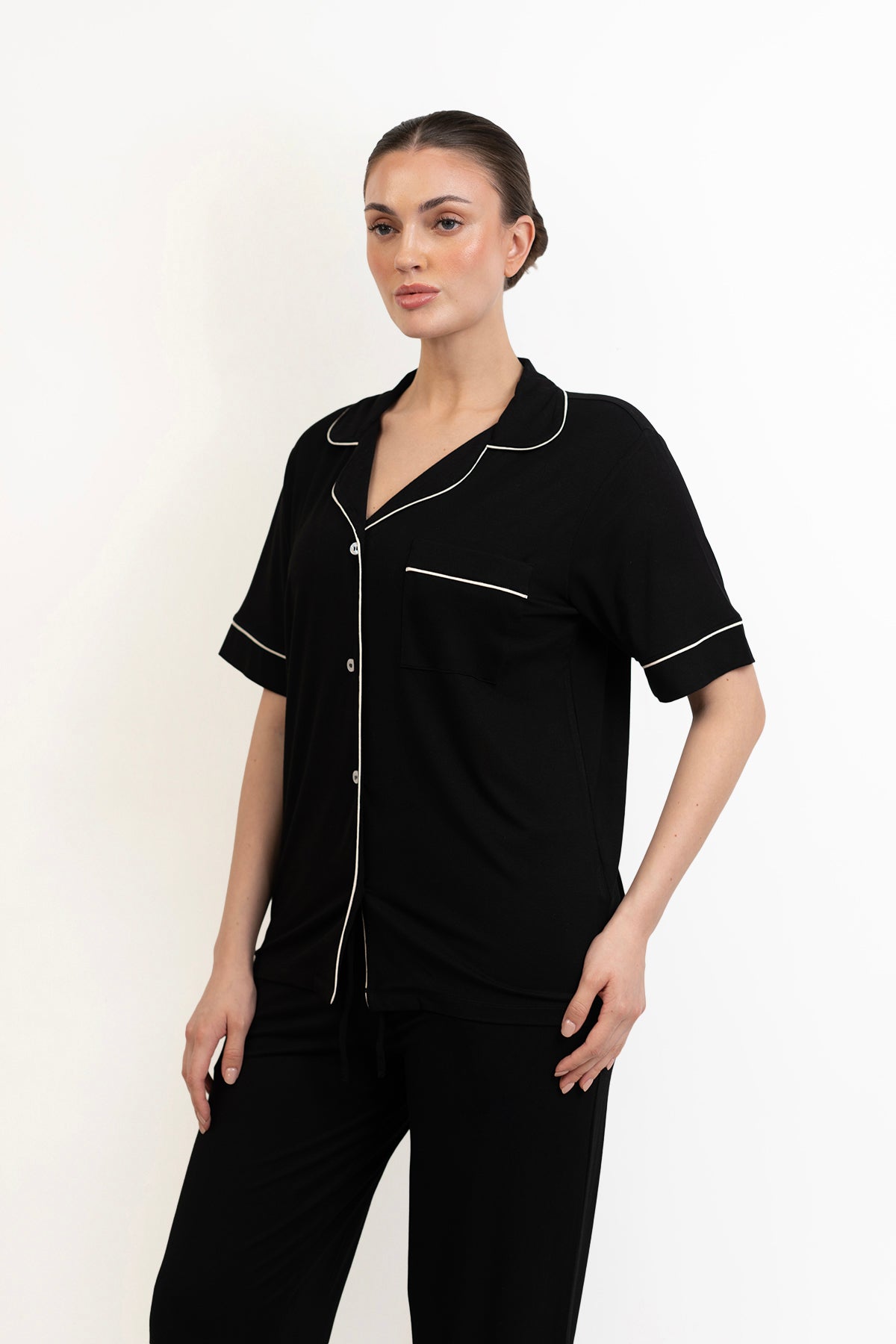 Women’s Bamboo short  sleeves Pajama Set-Midnight