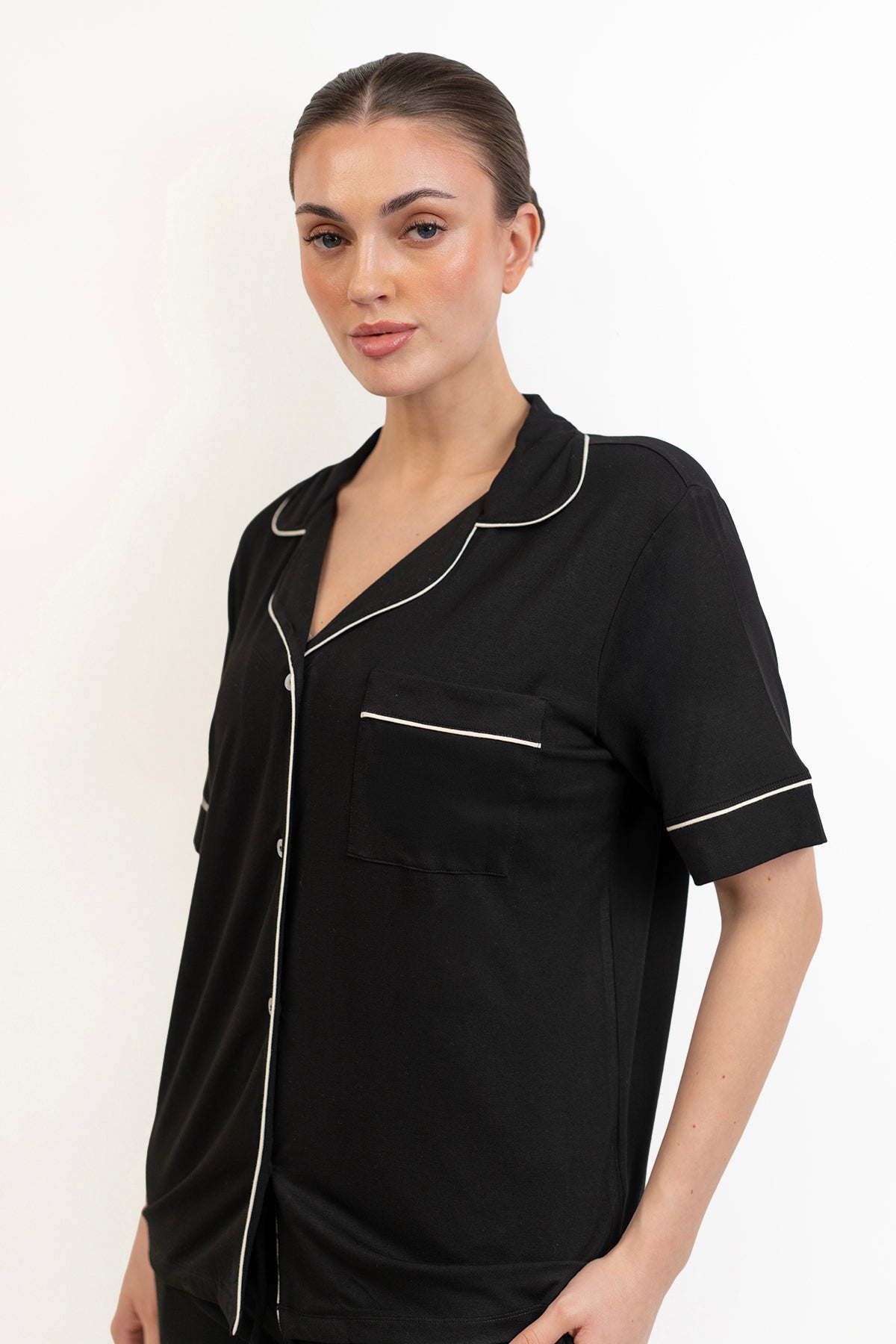 Women’s Bamboo short  sleeves Pajama Set-Midnight