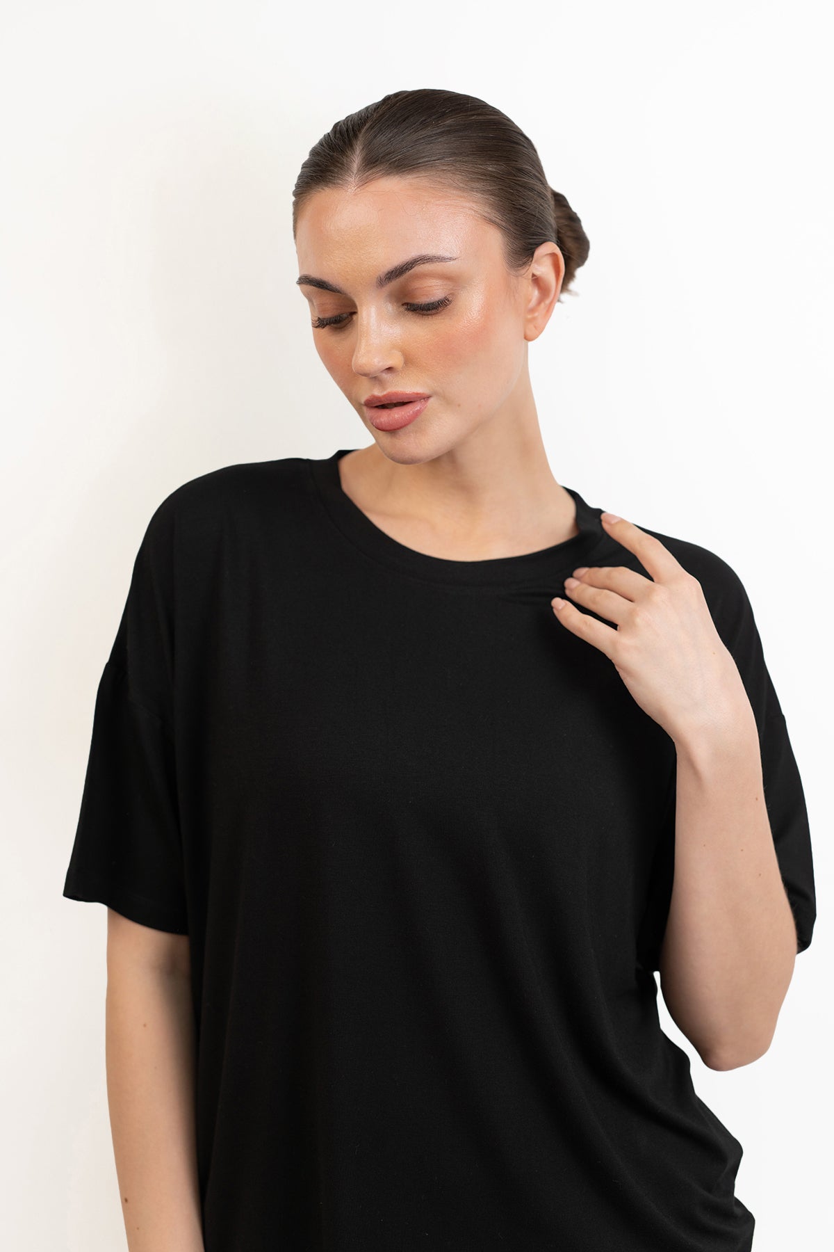 Women’s Bamboo Short-Sleeve Tee & lounge Short Set-Midnight
