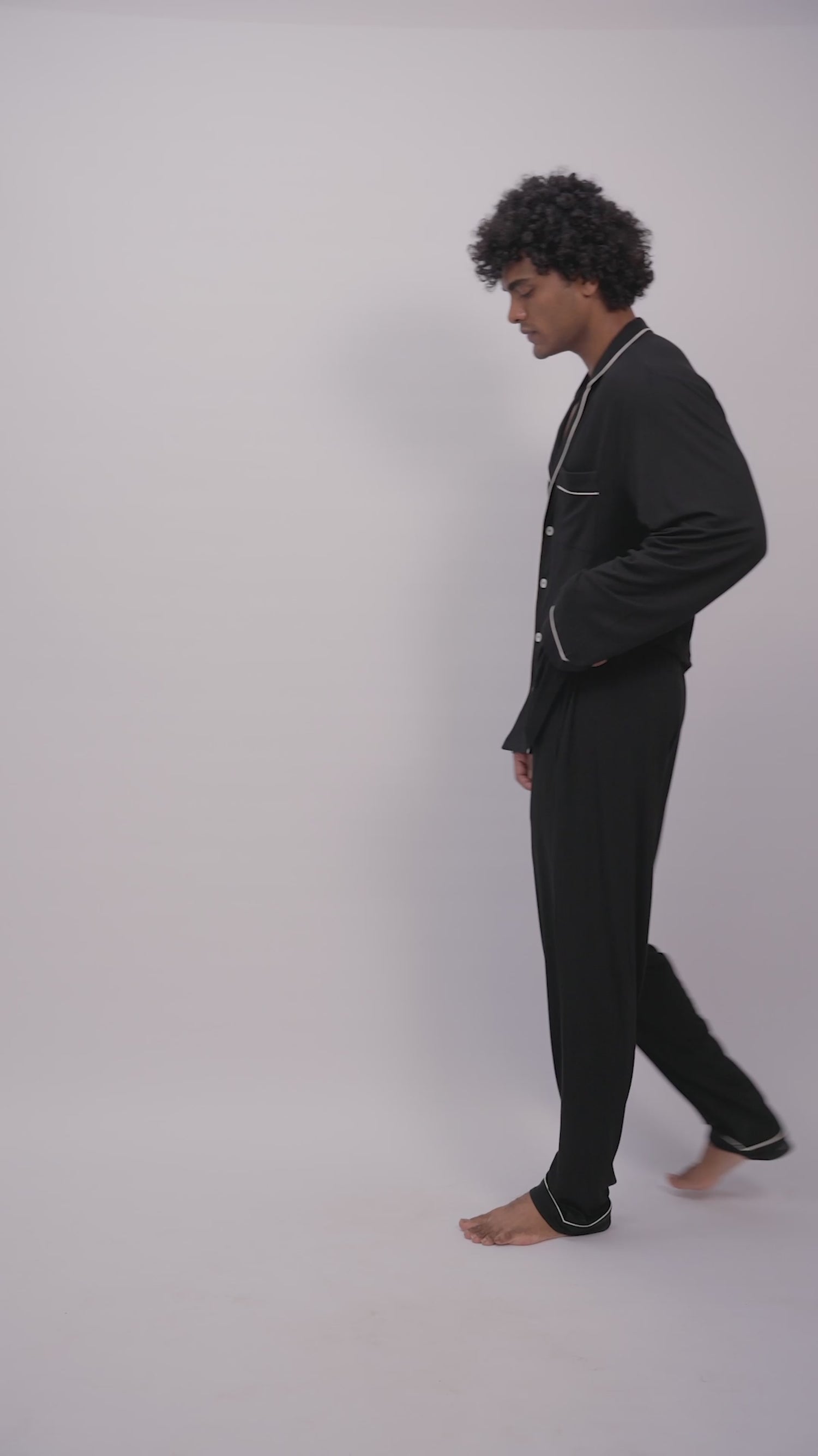Men's long sleeves button down Pajama set-Midnight