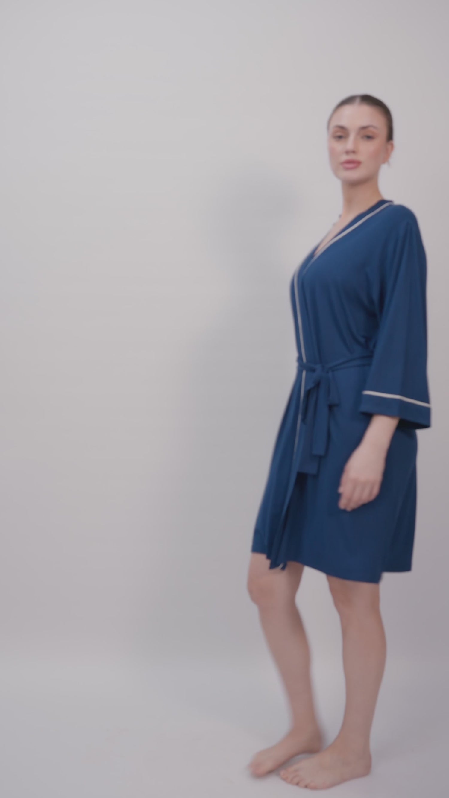 Women’s Bamboo Robe-Navy
