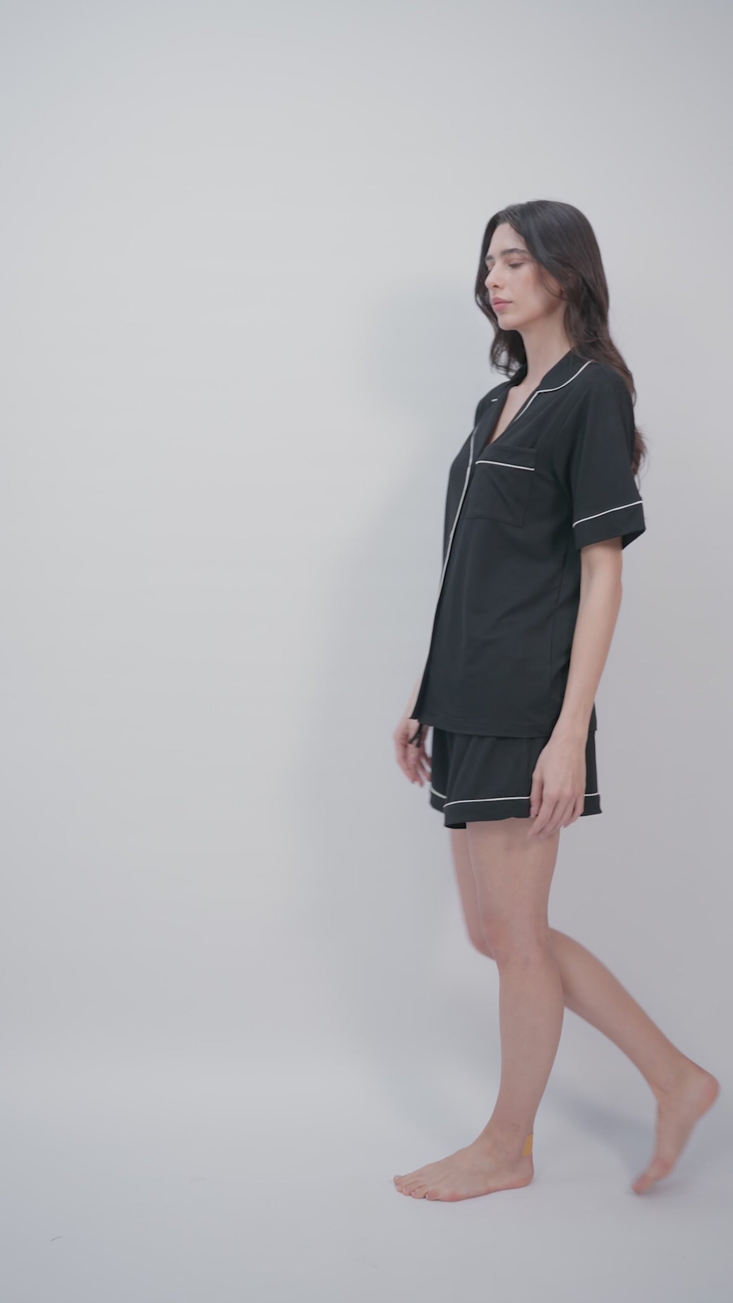 Women’s Bamboo Short-Sleeve Pajama Short Set-Midnight